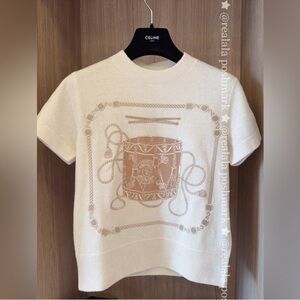Hermès Wool Les Tambours Embroidered
Sweater with tags Short Sleeve Top